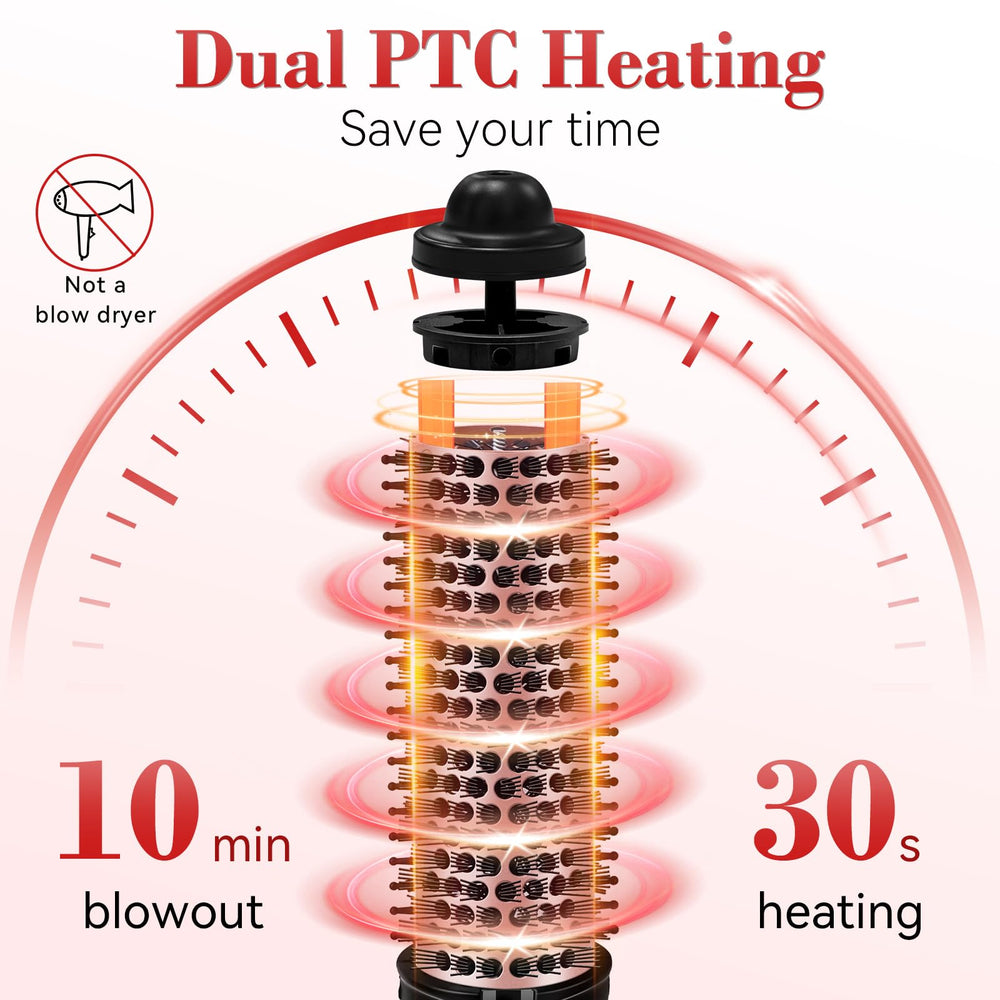 Ufree brush showing dual PTC heating and LED temperature display for precise styling.