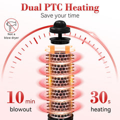 Ufree brush showing dual PTC heating and LED temperature display for precise styling.