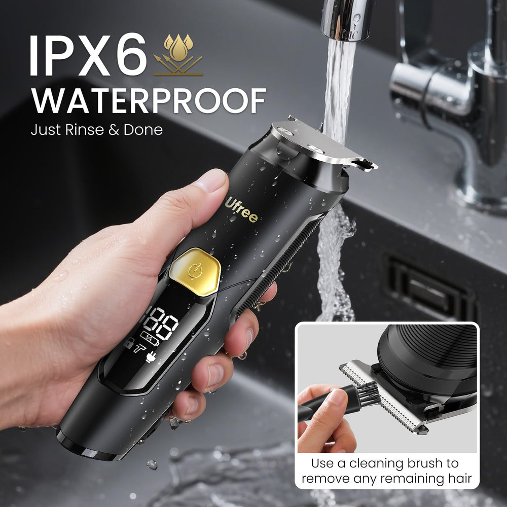 Ufree IPX6 waterproof design supports wet or dry shaving.