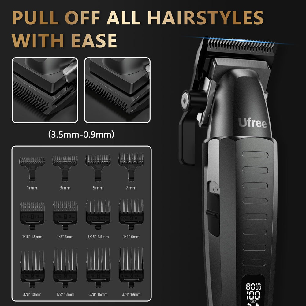 Ufree LED display shows speed and battery for ready grooming anywhere