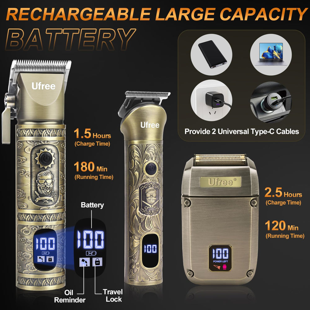 Long-lasting Ufree battery enables up to 180 minutes of cordless use.