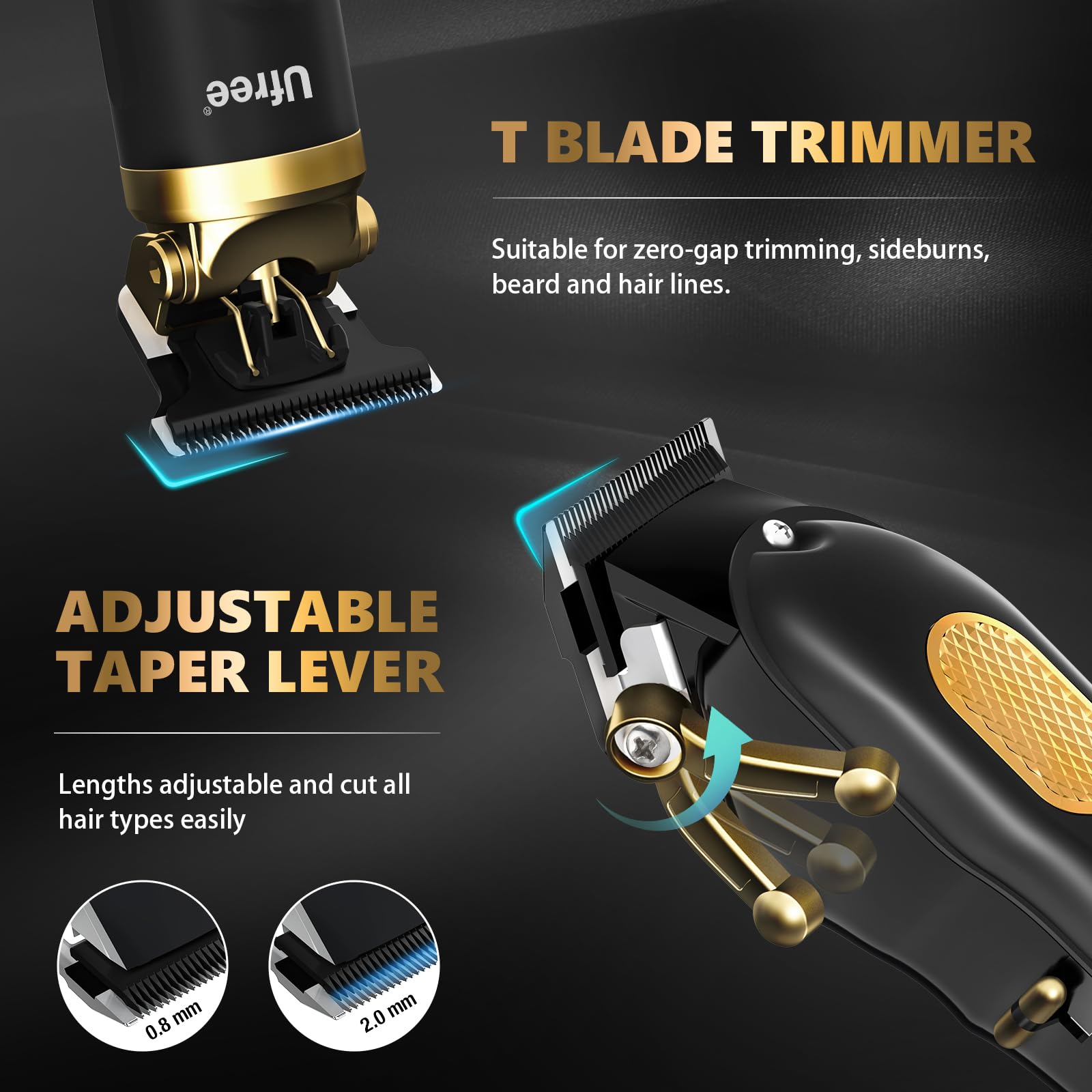 Ufree clippers fade lever detail for adjustable lengths.