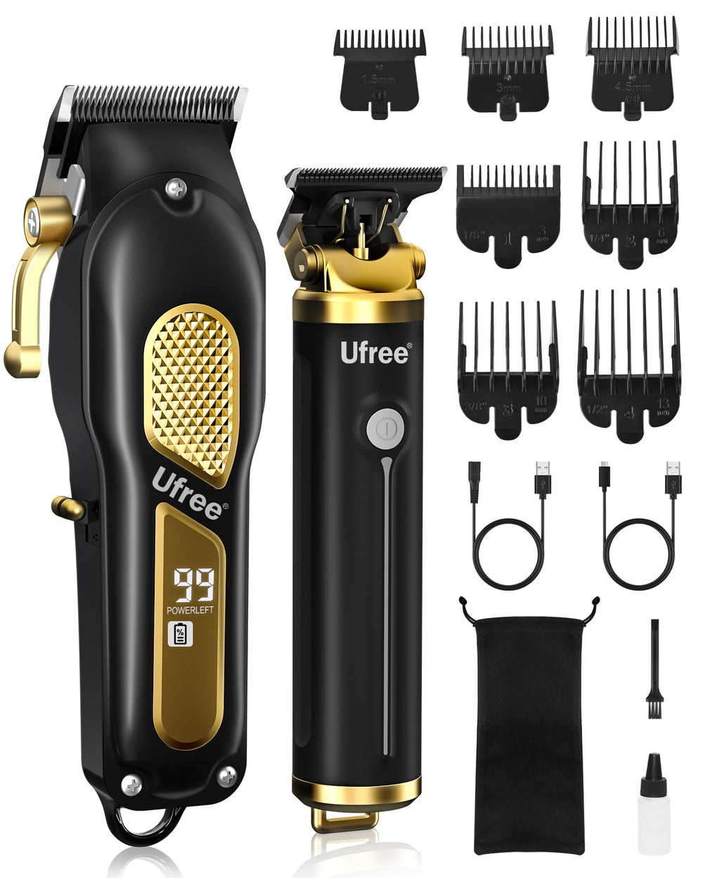 Ufree professional cordless clippers front view for precise at-home grooming.