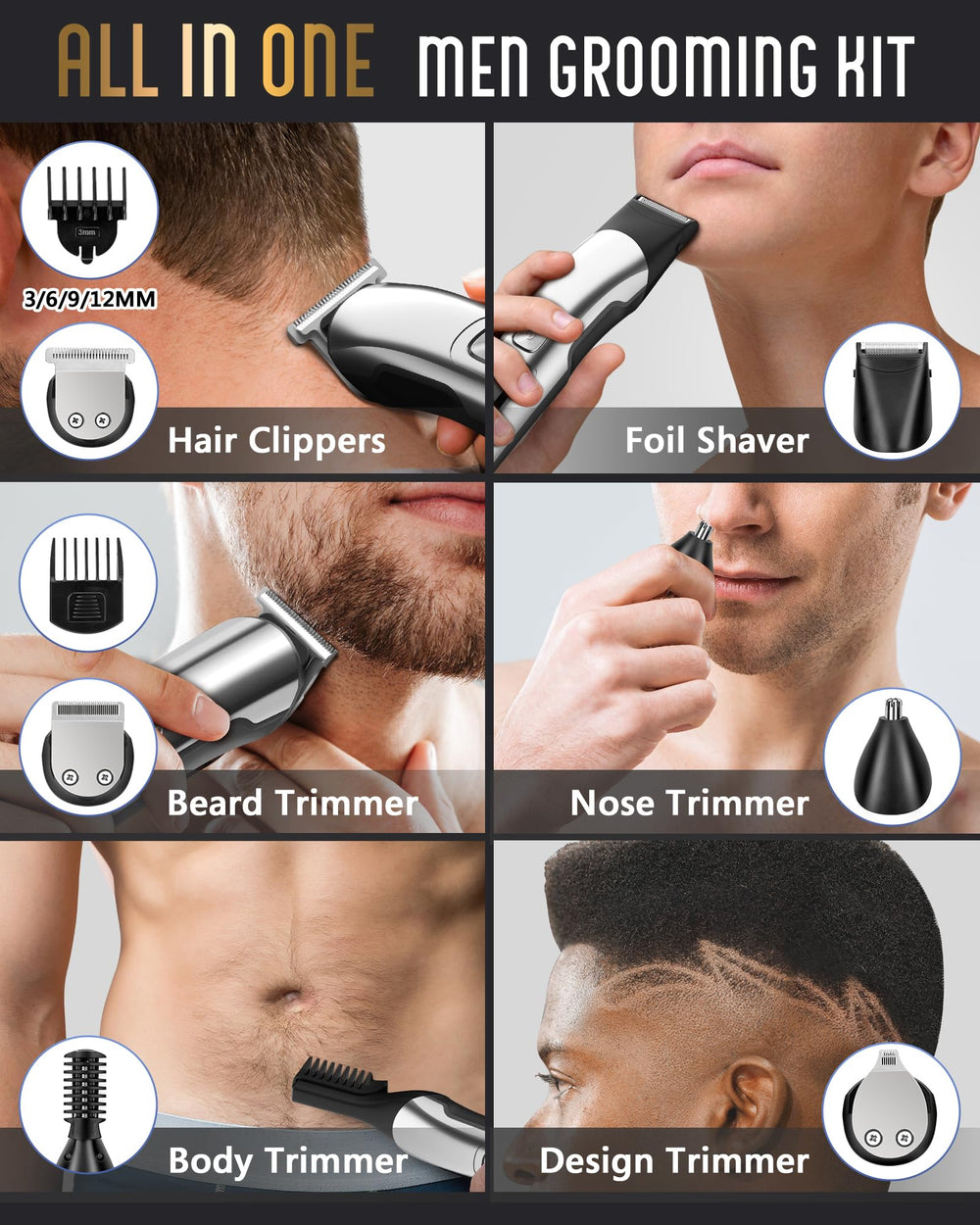 Ufree waterproof grooming kit for wet and dry use in the shower