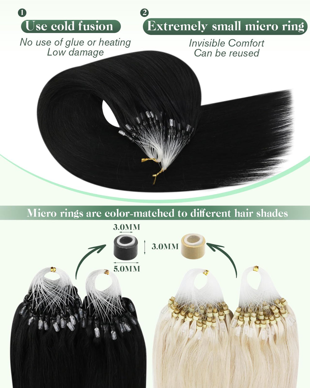 Ugeat cold fusion no glue method preserves scalp and strand integrity