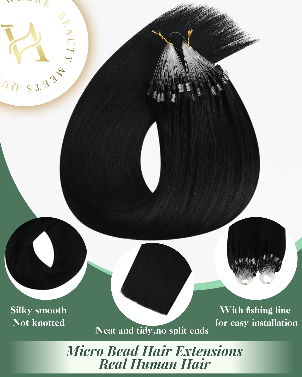 Ugeat Remy hair with silicone lined rings for secure, comfortable wear