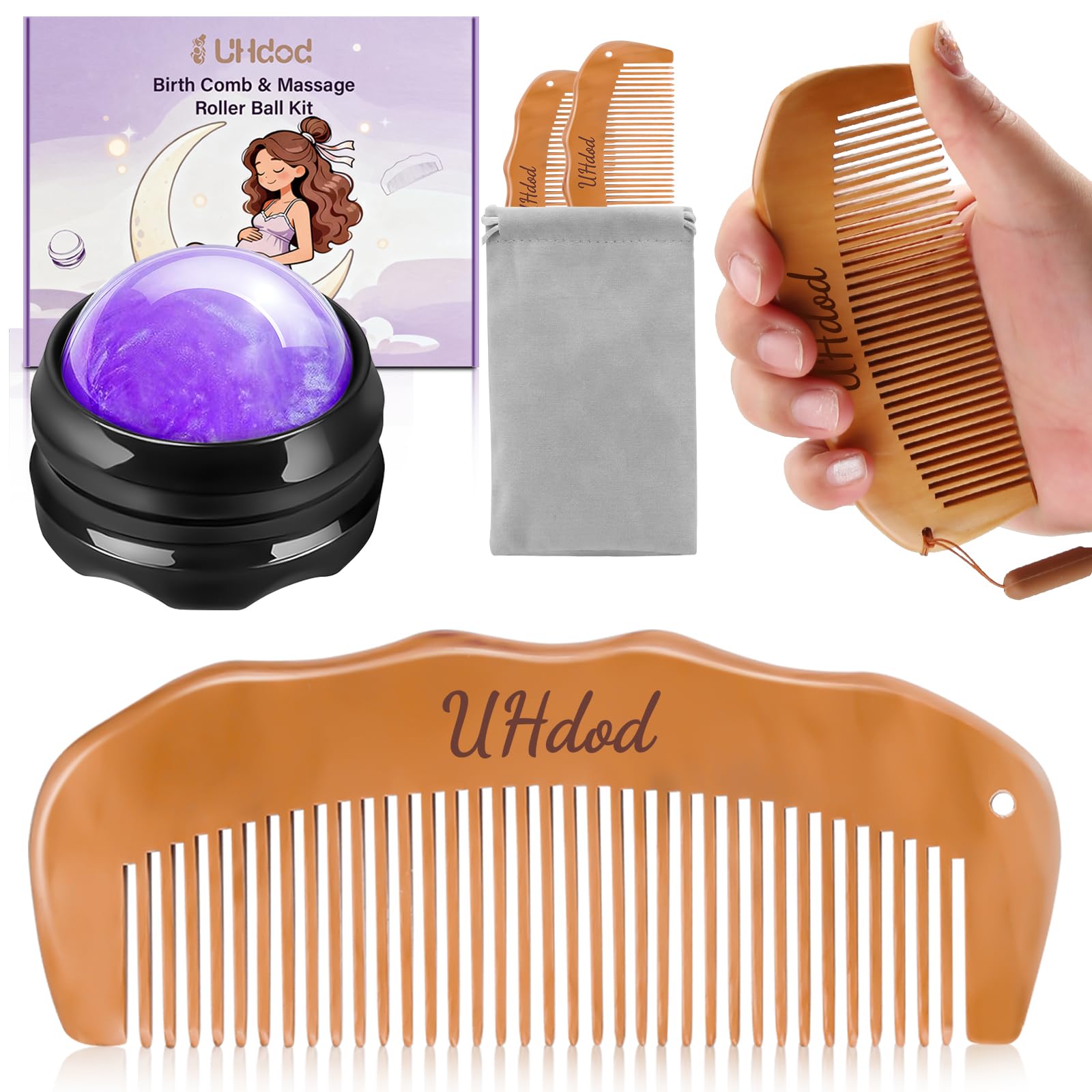 UHdod birthing comb set pack with ergonomic grip for comfortable labor support