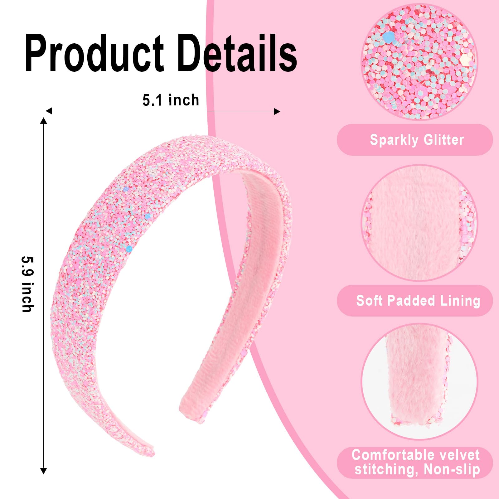 Uintoon glitter headband pink shown as party accessory