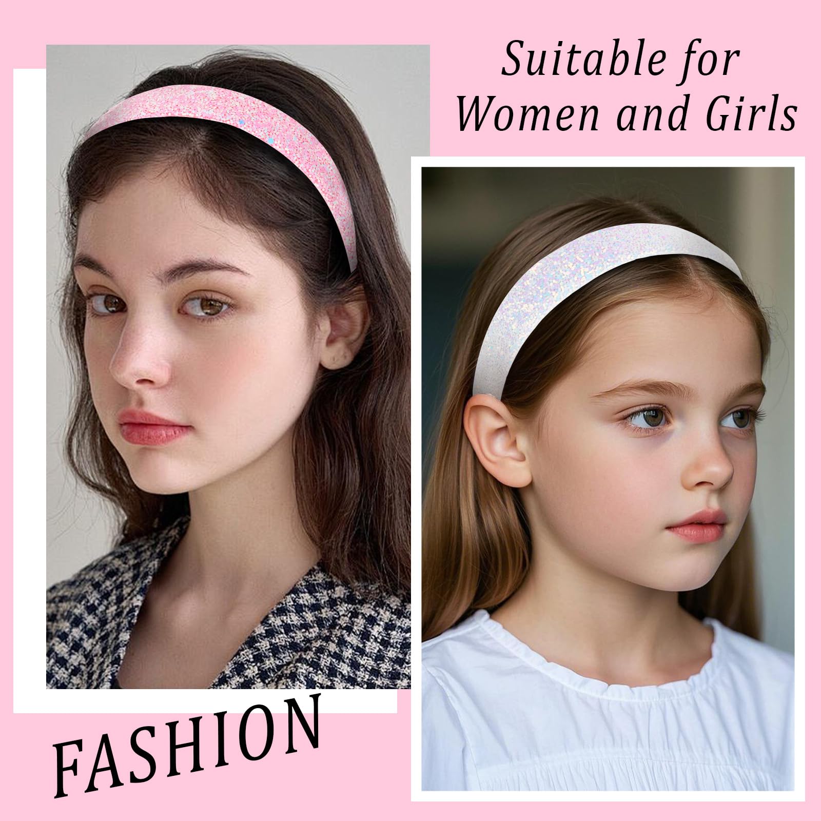 Uintoon sequin headbands set displayed together for versatility