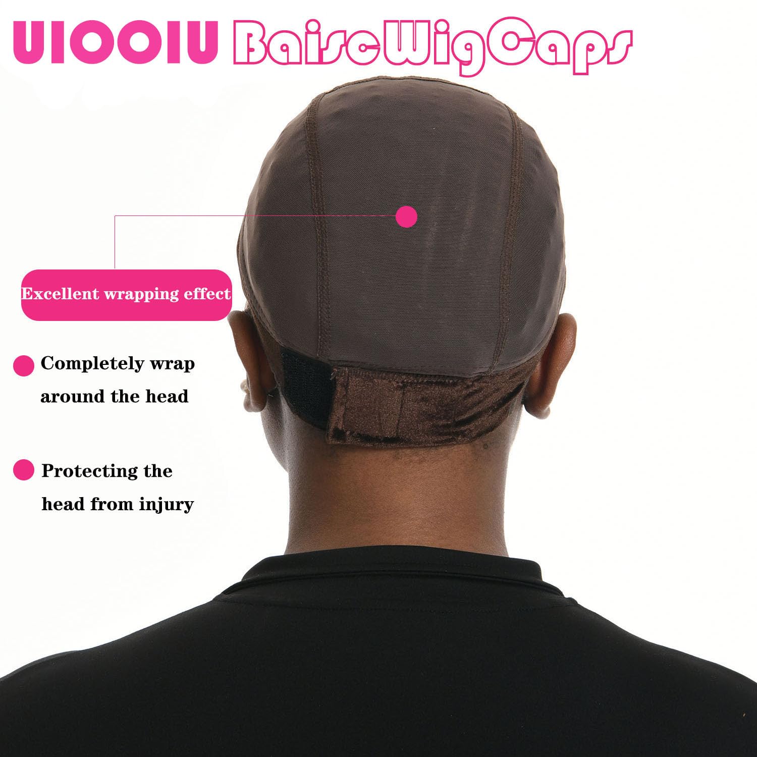 UIOOIU brown medium wig cap fits most users.