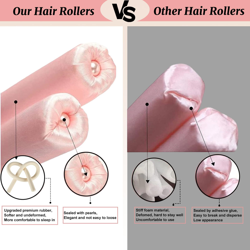 AUITRONCARE no-heat rollers pink, designed for effortless morning curls without heat.