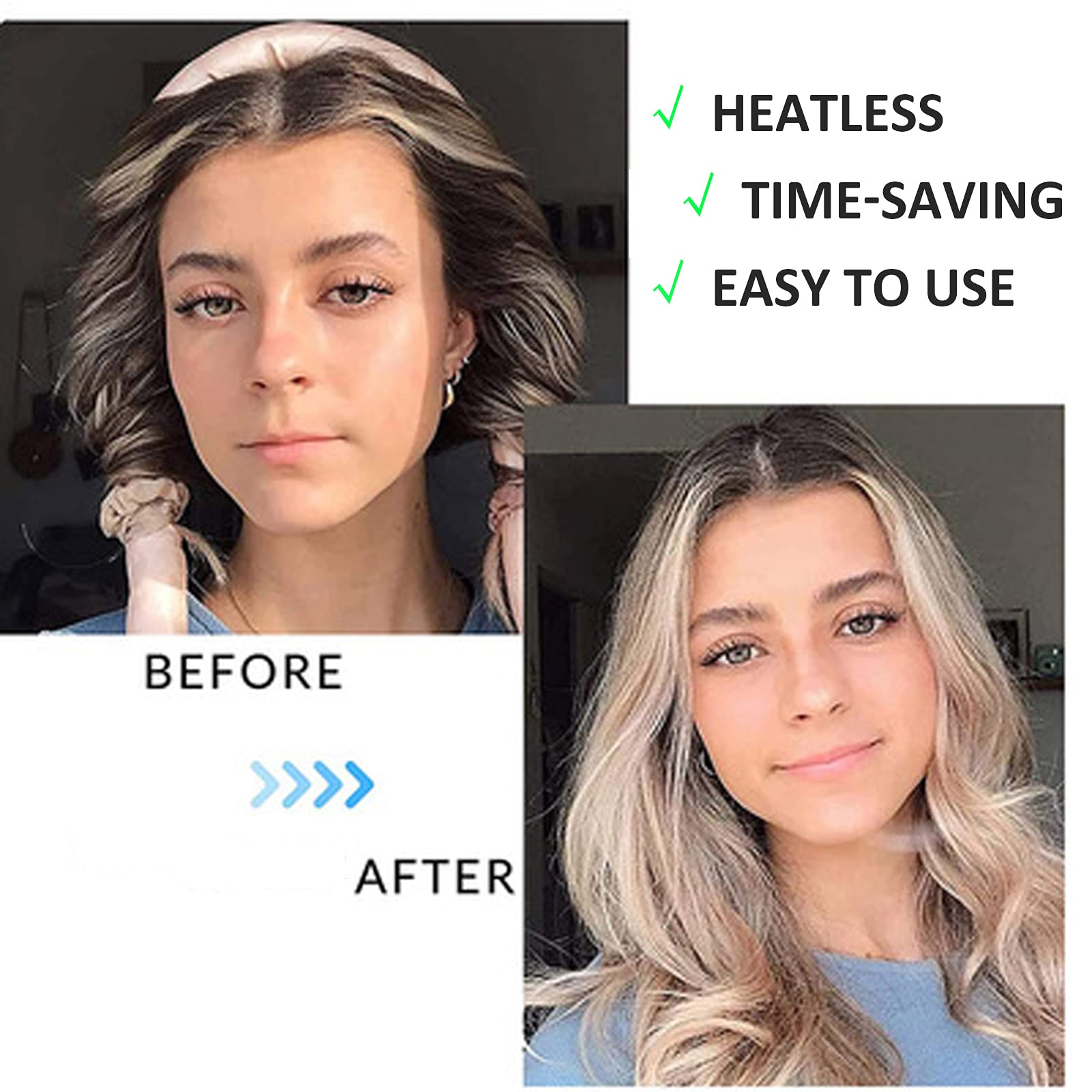 AUITRONCARE satin hair curlers pink, gentle on hair and tangle-free nights.