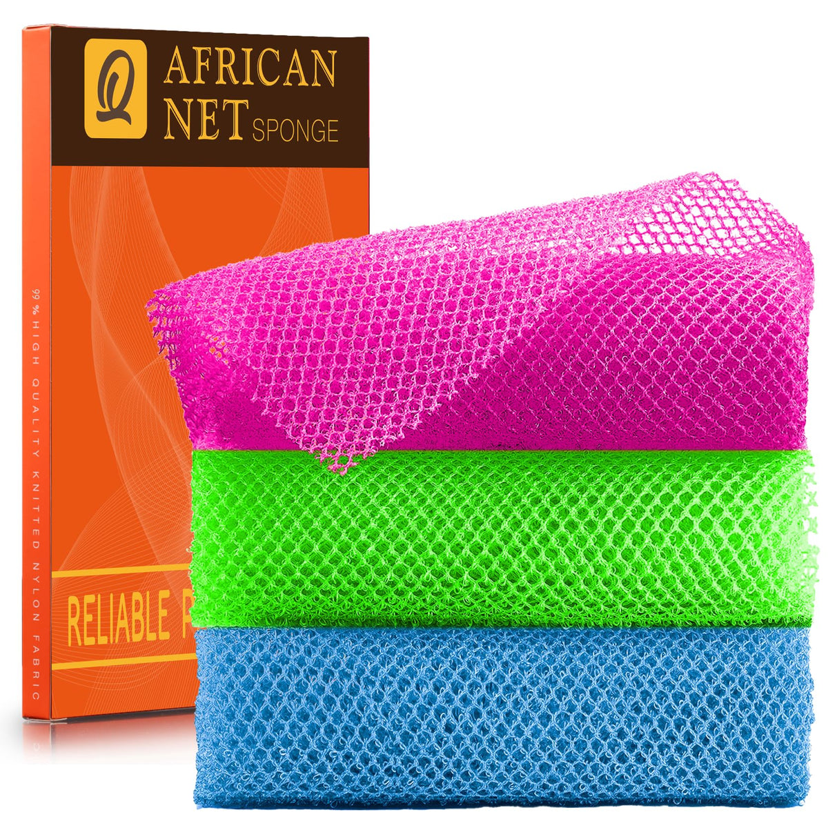 UJFQBH African net bath sponge back scrubber for easy reach and exfoliation.