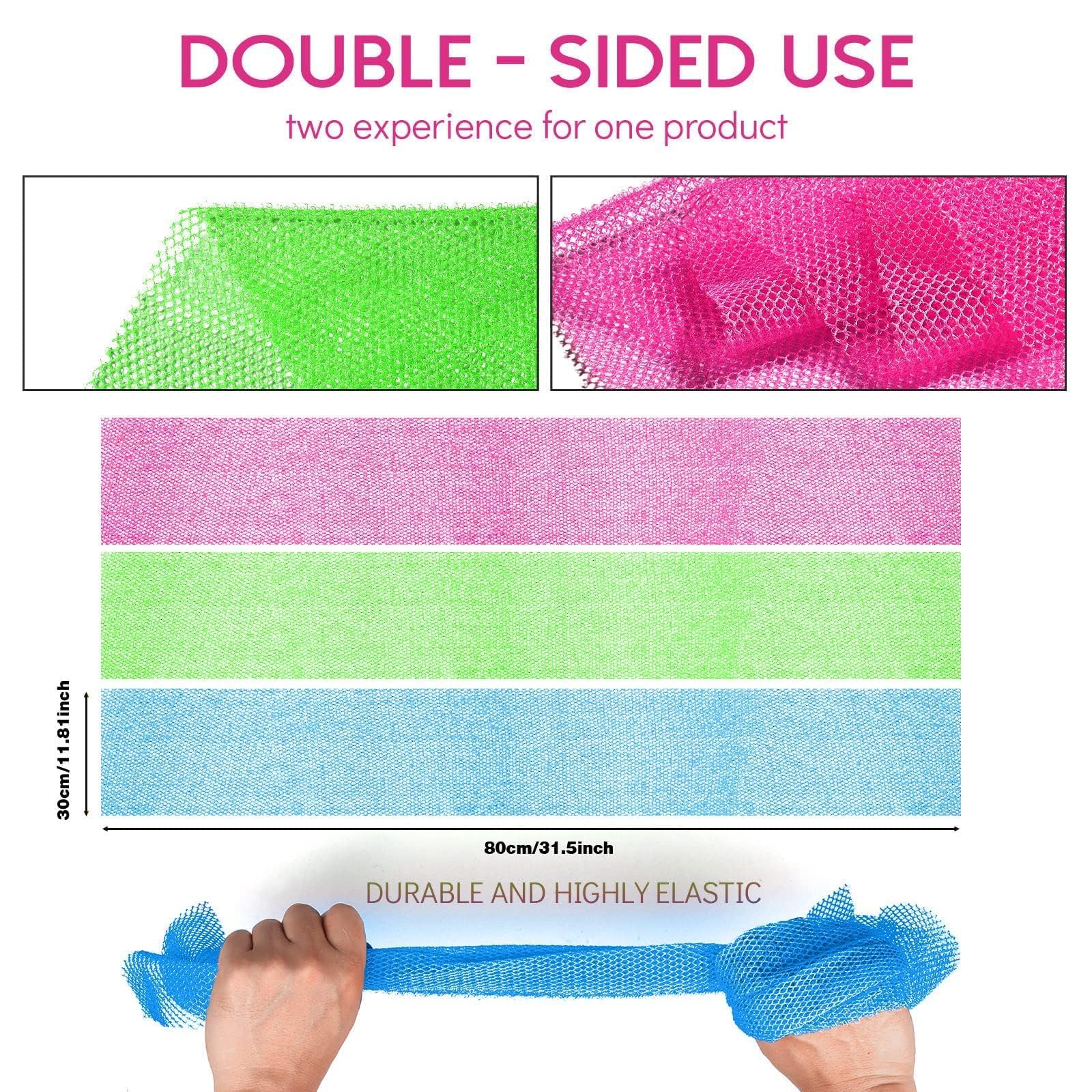 UJFQBH African net bath sponge full-length design for full-body cleansing.