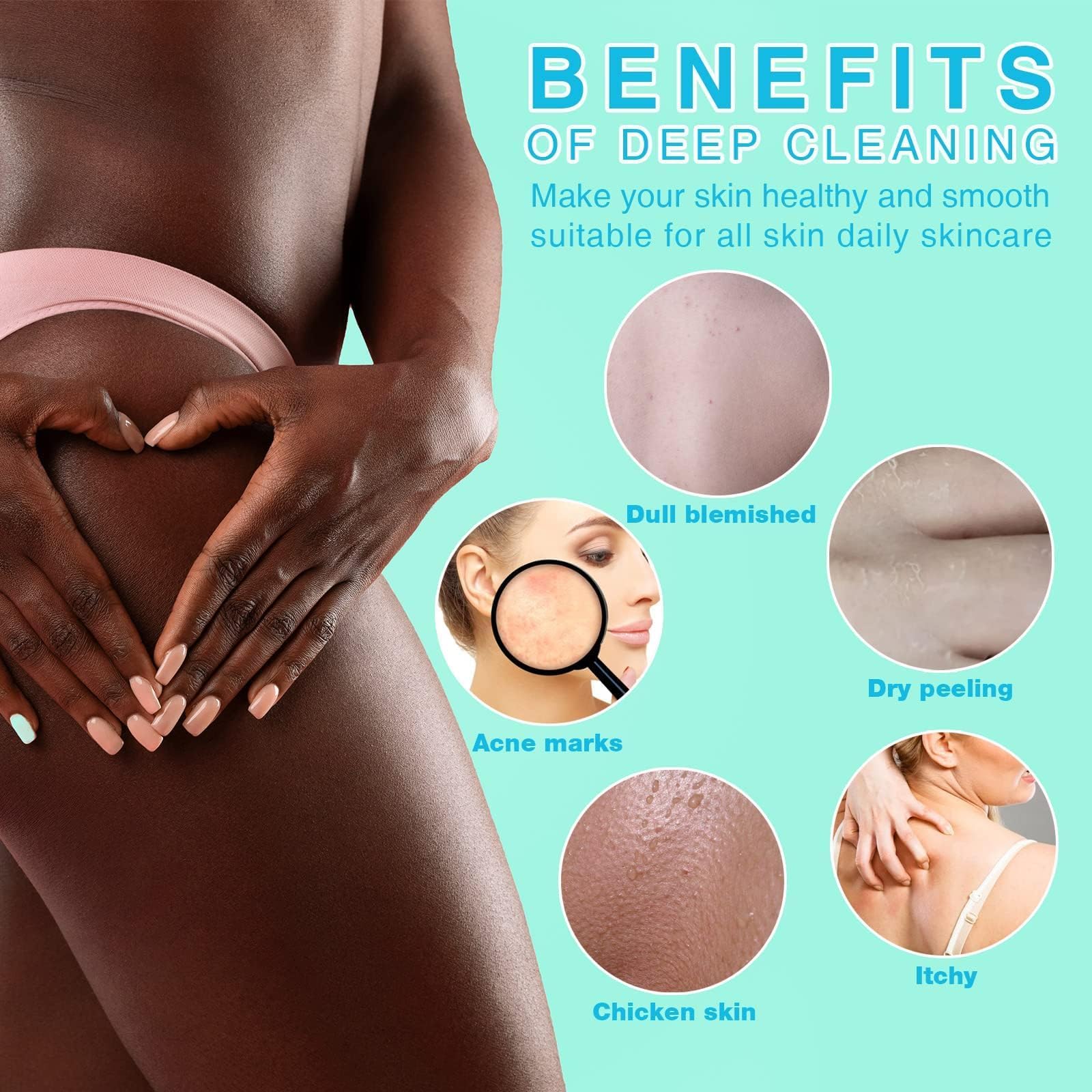 UJFQBH malla exfoliante africana con bola de baño, experiencia de limpieza más completa.
