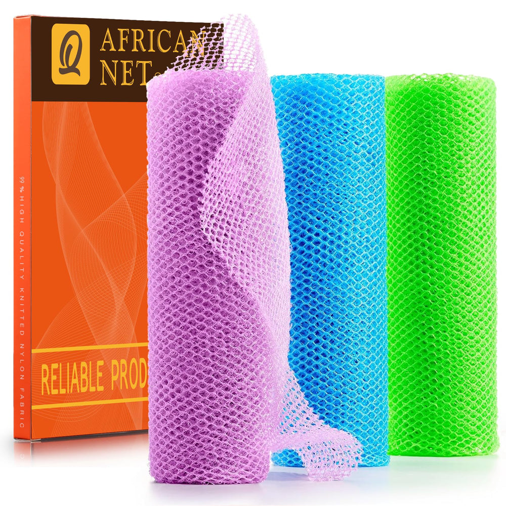 UJFQBH esponja africana de red larga para ducha, exfolia suavemente