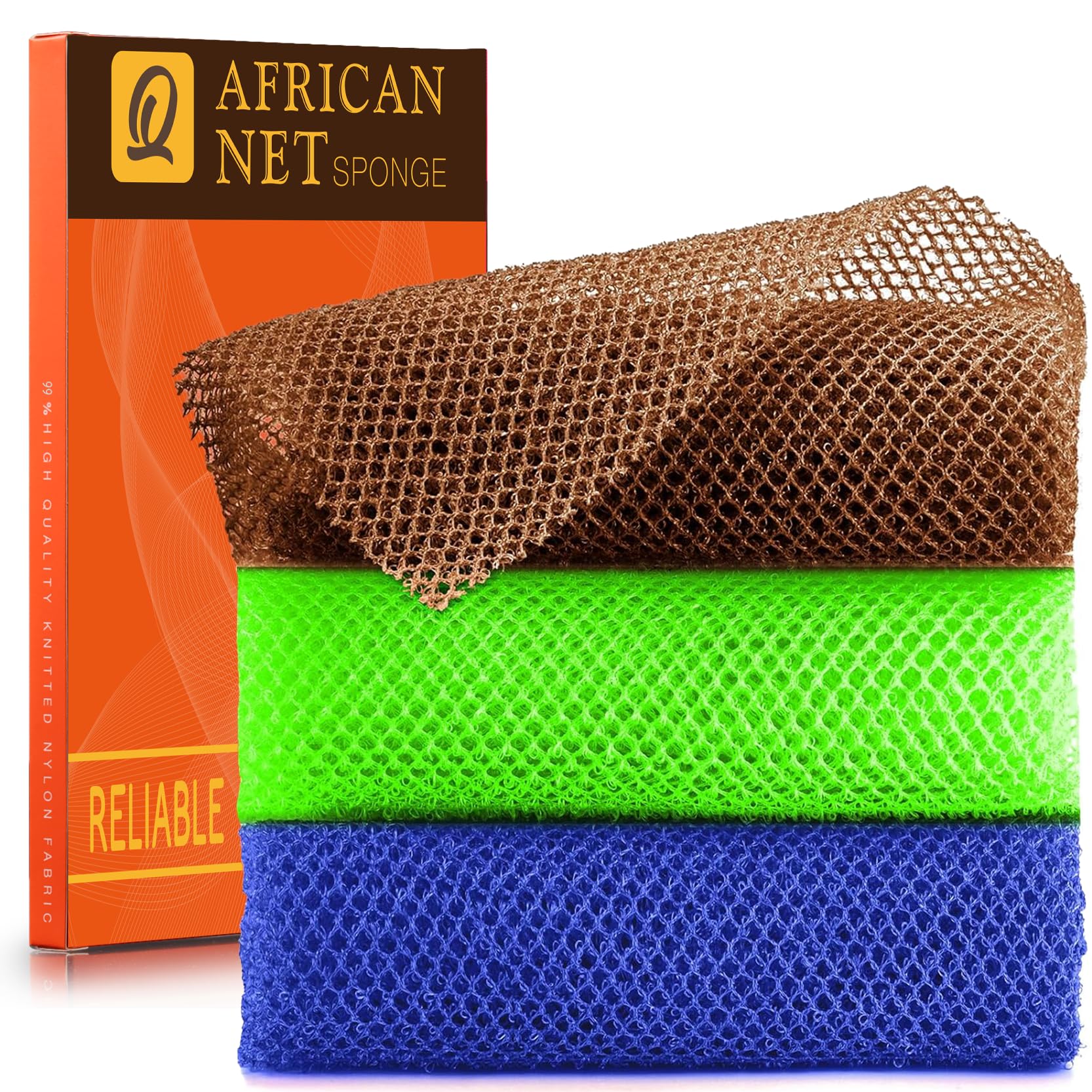 Esponja de baño africana UJFQBH, esponja larga para espalda y exfoliación suave diaria.