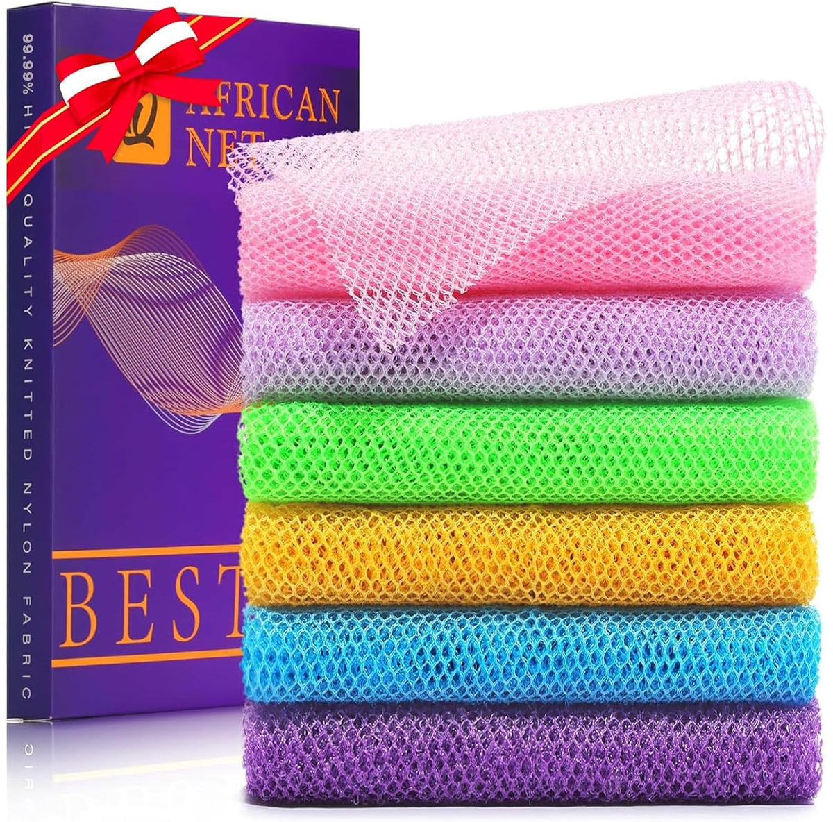 Esponja de baño africana morada UJFQBH de 30 cm para exfoliar y limpiar