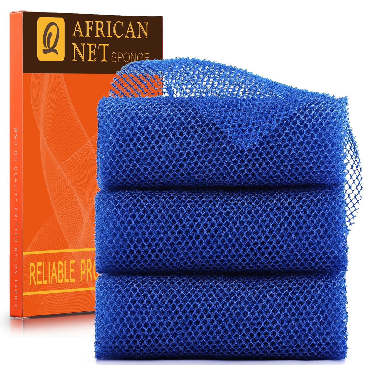 Esponja africana UJFQBH azul, frente: exfoliación suave diaria para la piel