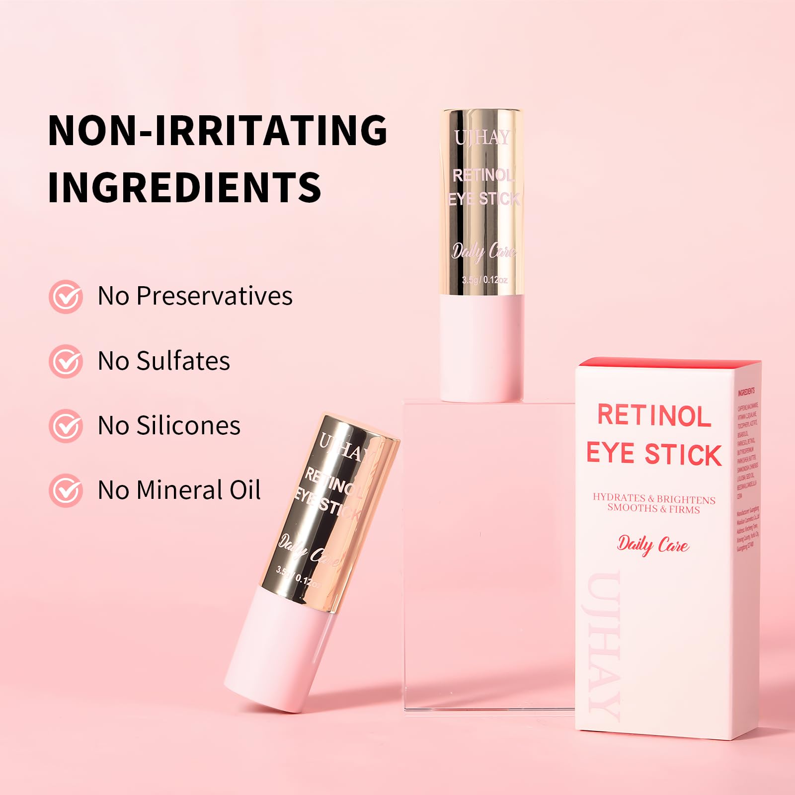 UJhay Barra de Retinol para Ojos, reduce temporalmente ojeras e hinchazón con cafeína.