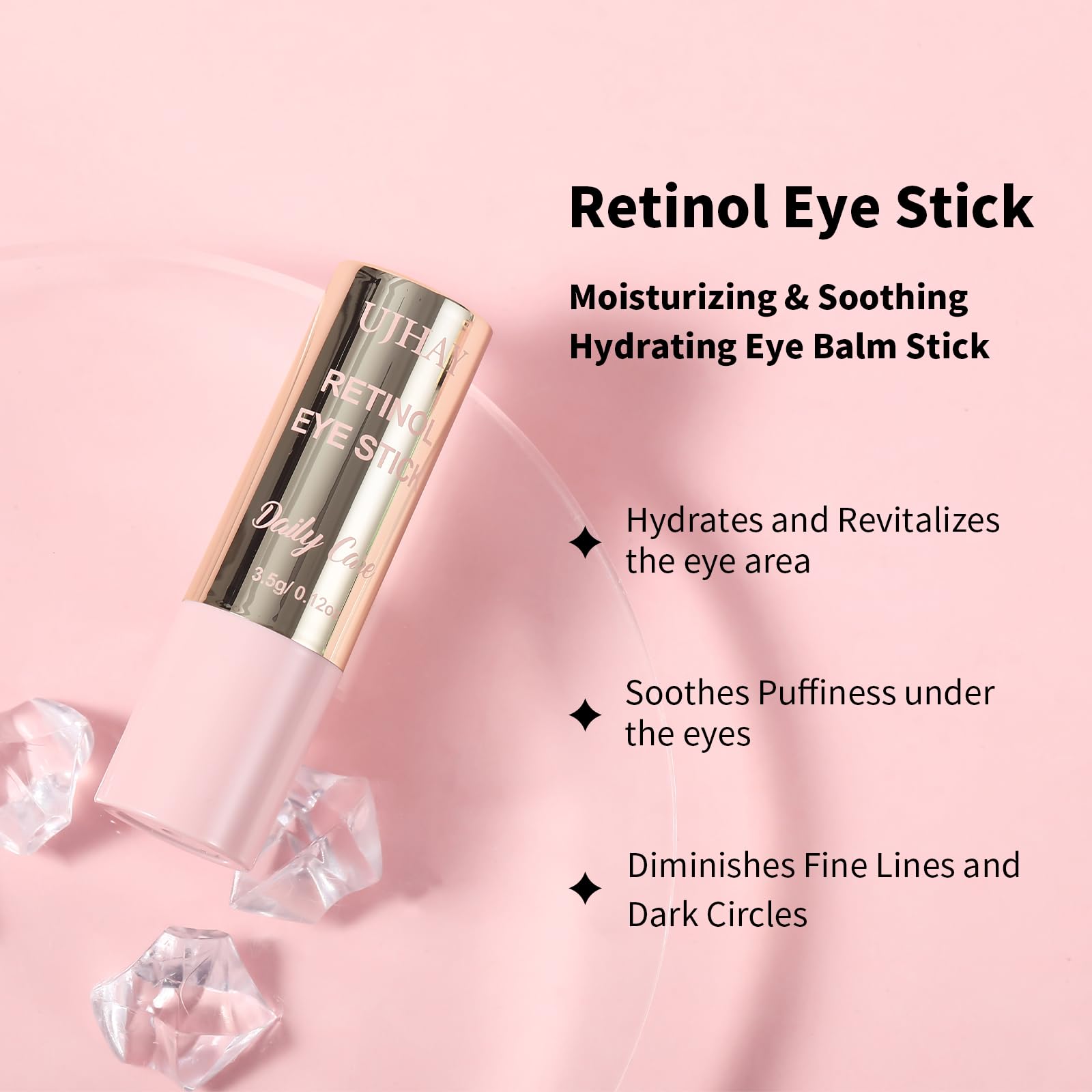 UJhay Barra de Retinol para Ojos, textura sedosa que nutre el contorno ocular.