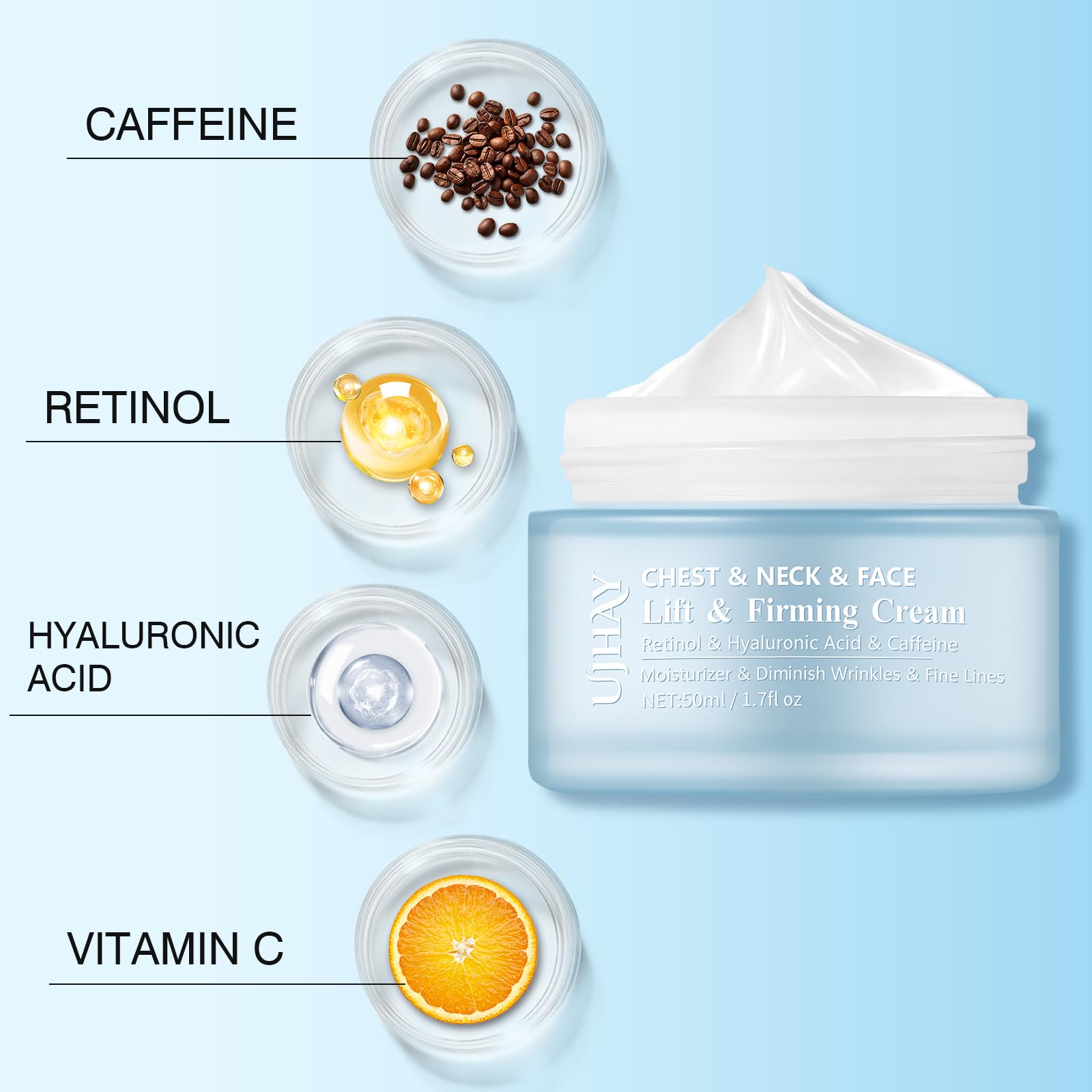 UJHAY Retinol Cuello Crema Aplicación: textura suave facilita su uso diario