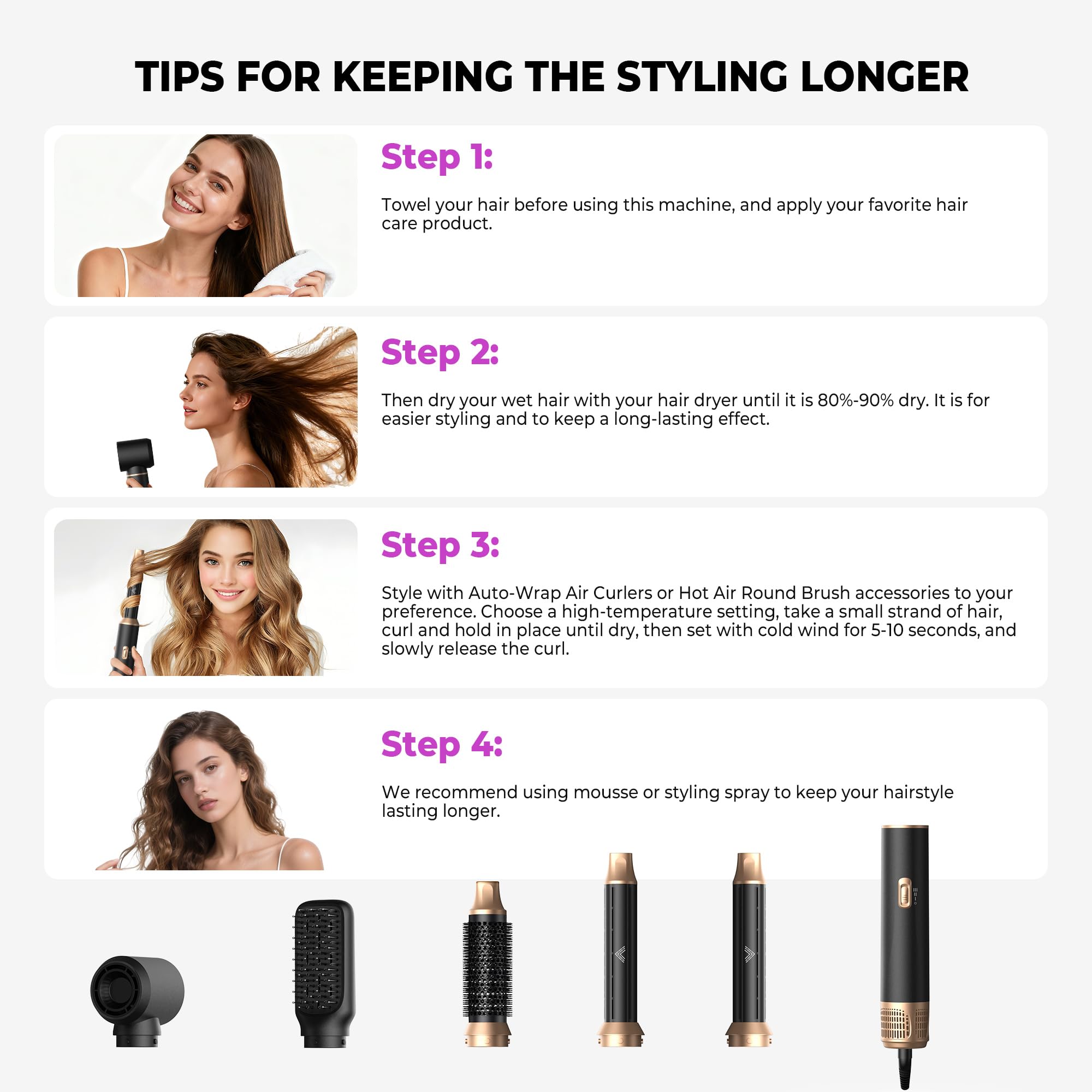 UKLISS secure click-on attachments prevent tangling during styling