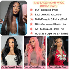 UKOWN 13x6 lace front wig straight 28in, lace detail showing invisible knots and breathable lace.