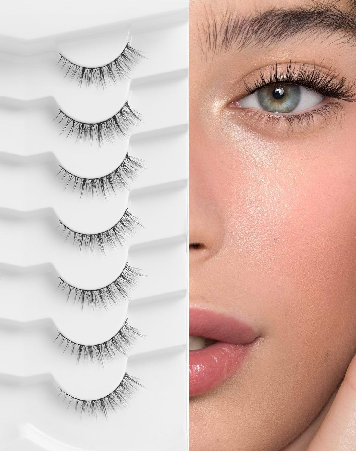 Ukrizi natural lashes 10mm wispy band close-up for natural enhancement