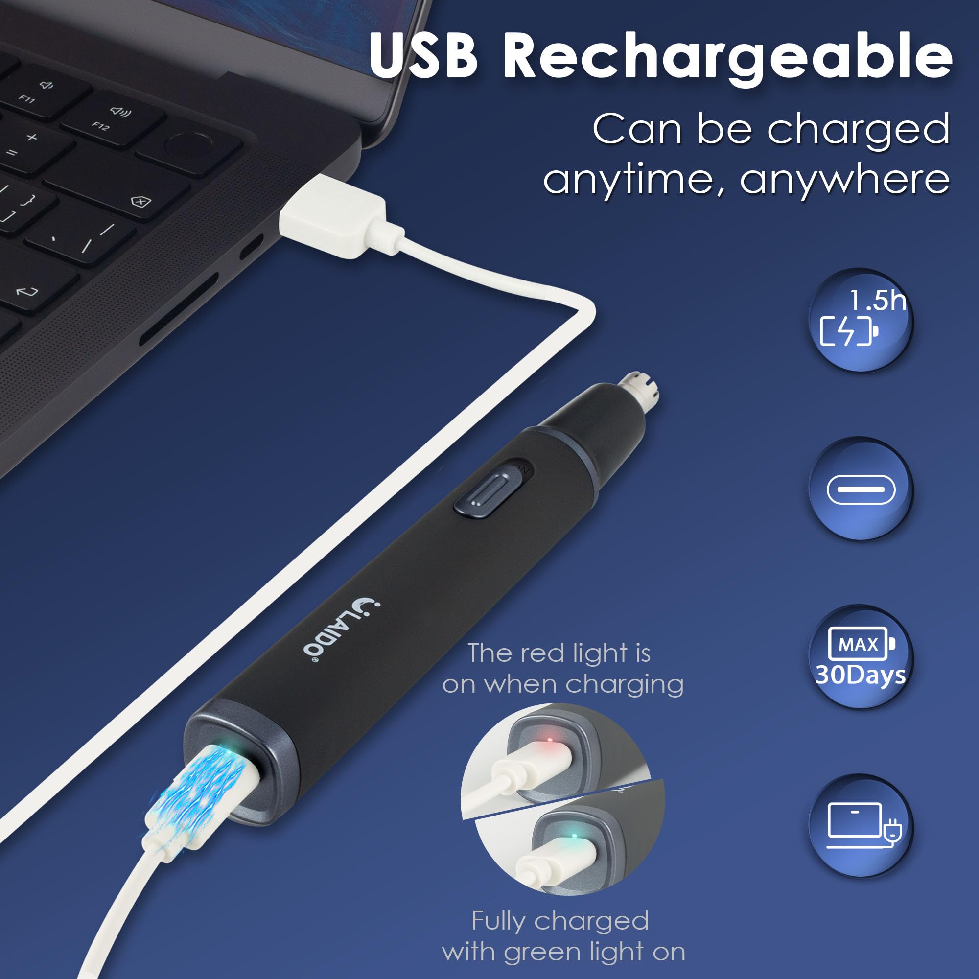 ULAIDO Waterproof heads for easy rinsing and hygiene