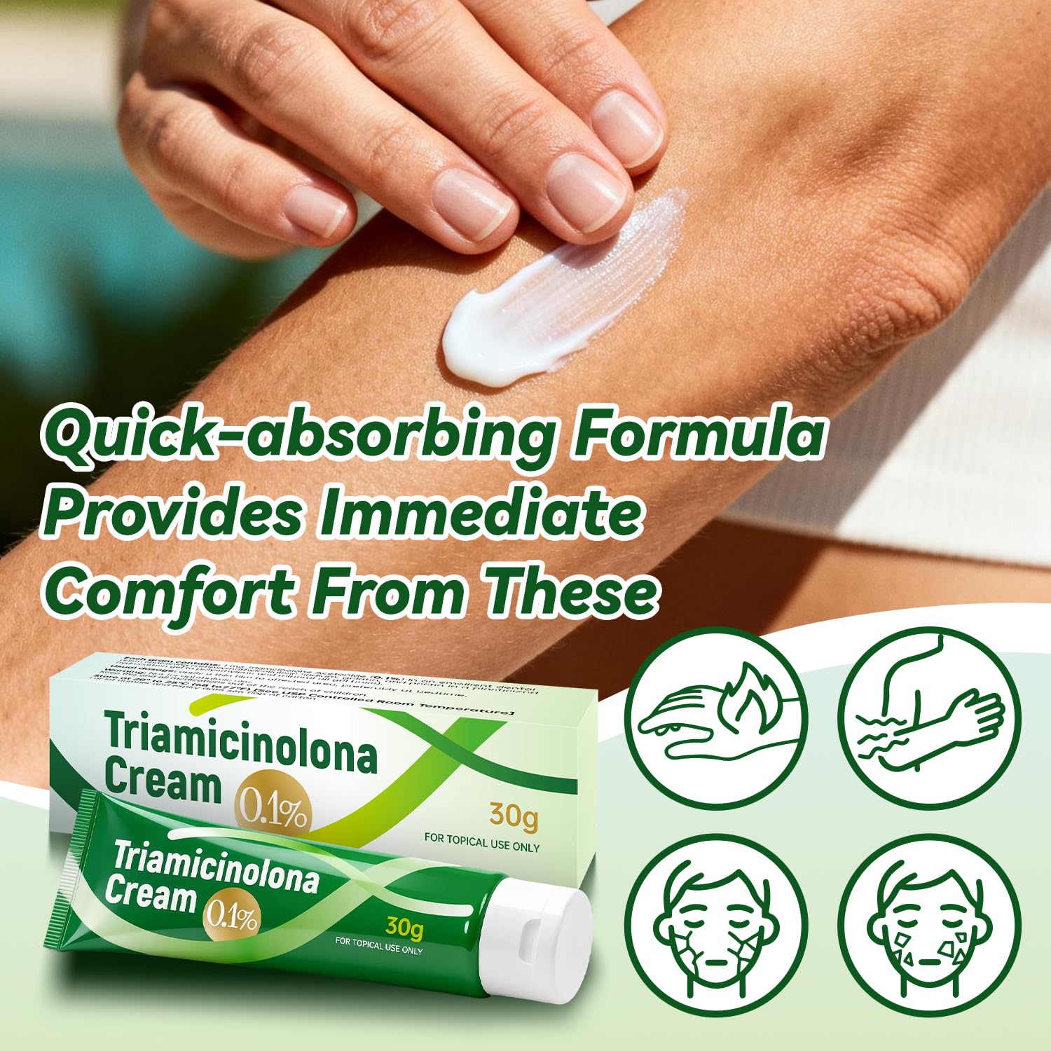 ULARCS Triamicinolona Cream texture swirl demonstrates rapid hydration.
