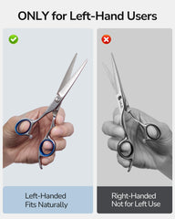ULG 6.5-inch left-handed professional scissors for versatile home and salon use.