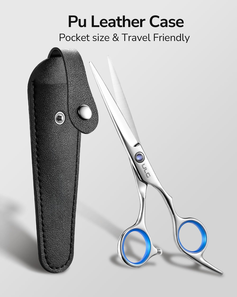 ULG barber shears blue sapphire pivot add premium aesthetics