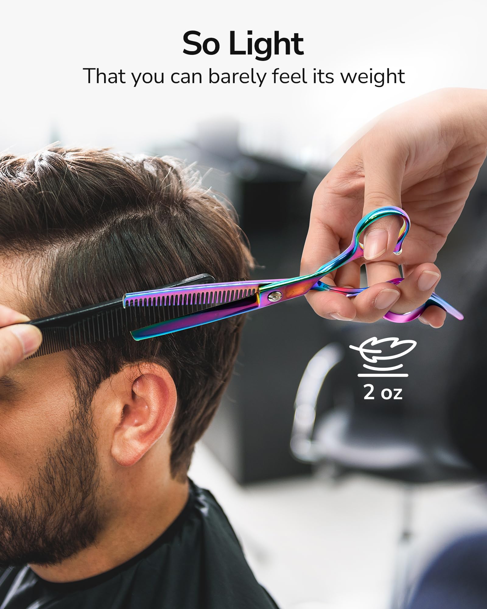 ULG Hair Thinning Scissors with blue diamond stones on hinge