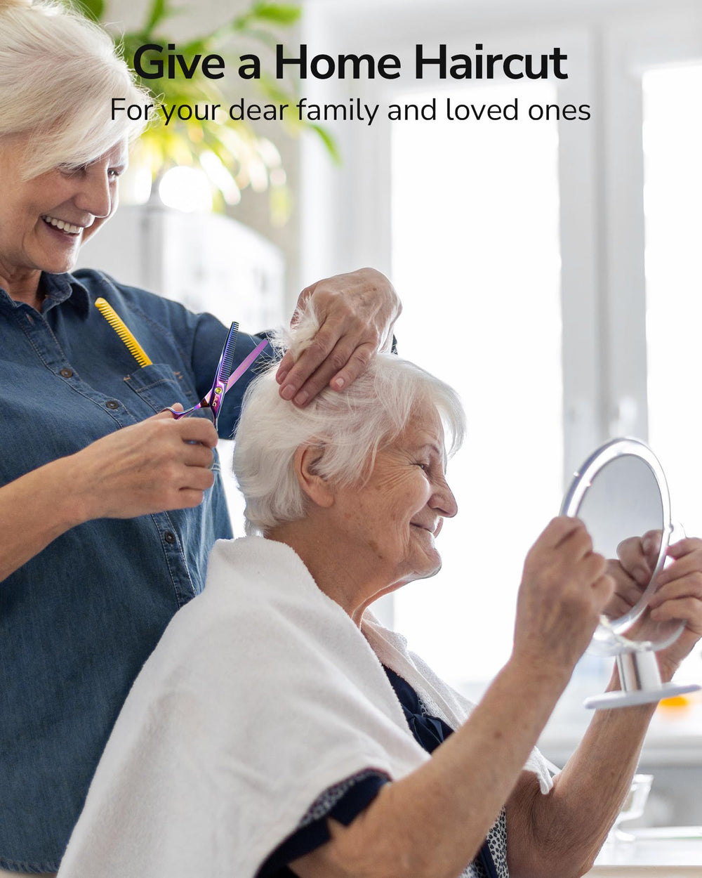 ULG Hair Thinning Scissors showing ergonomic offset grip for reduced strain