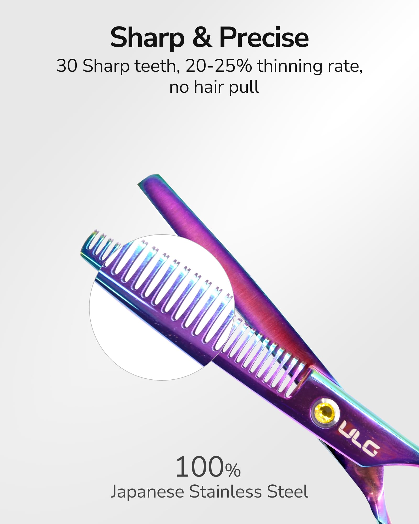 ULG Thinning Scissors come with accessories and 12-month support