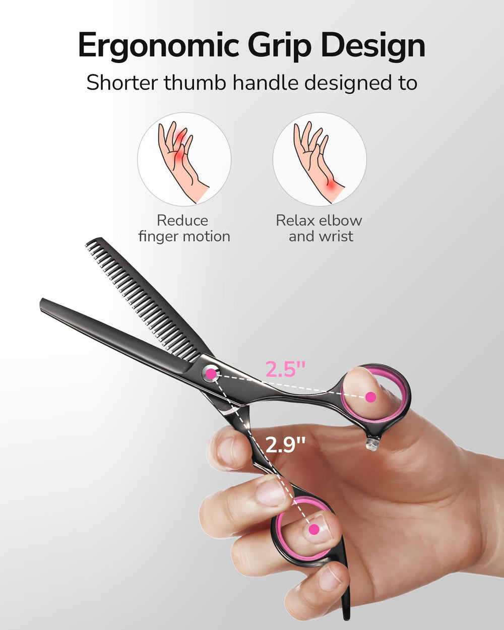 ULG Off-set grip promotes comfortable use during long styling sessions.