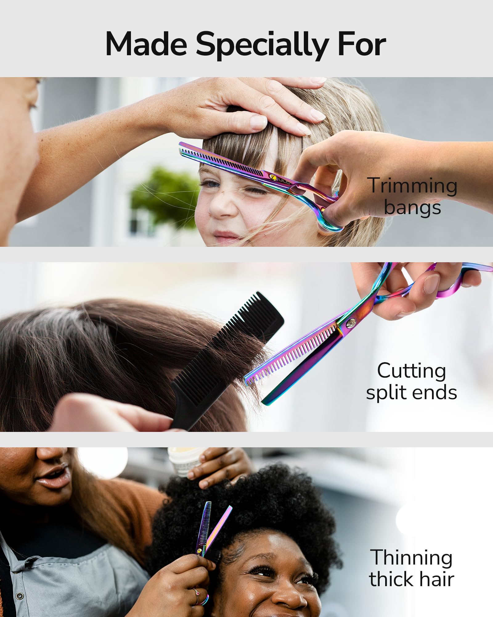 ULG Scissors include removable rubber inserts for customized comfort