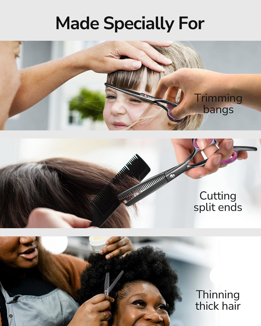 ULG Texturizing use helps break up blunt edges and add dimension.