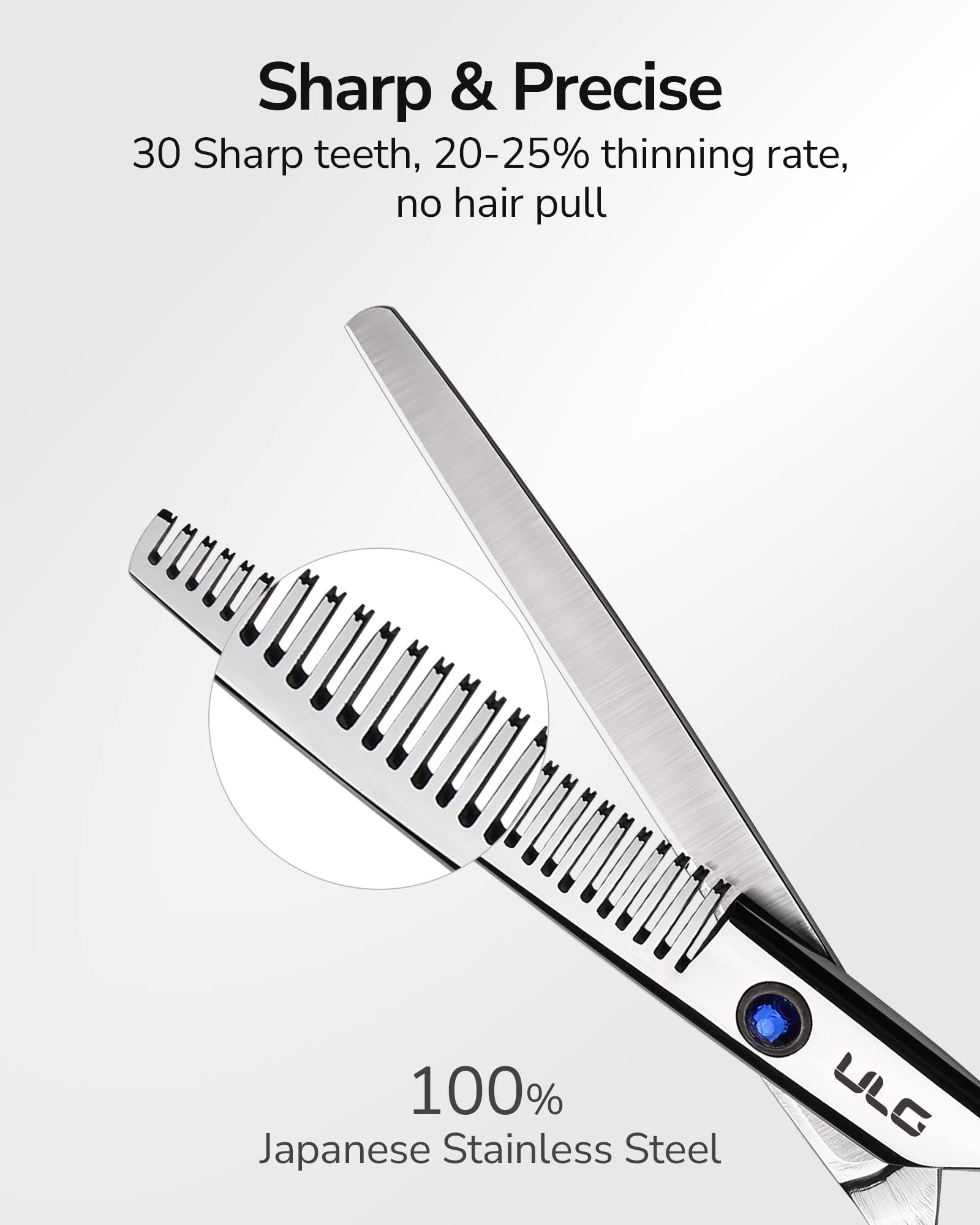 ULG professional barber shears in Japanese stainless steel for durable salon use.