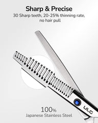 ULG professional barber shears in Japanese stainless steel for durable salon use.