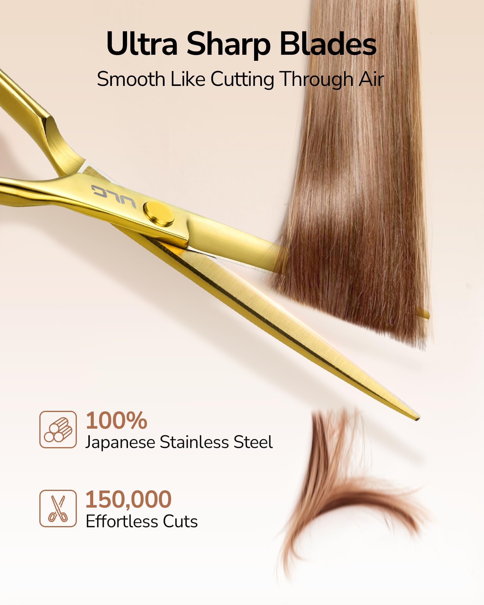ULG scissors feature bigger finger holes for comfortable grip during long styling sessions.