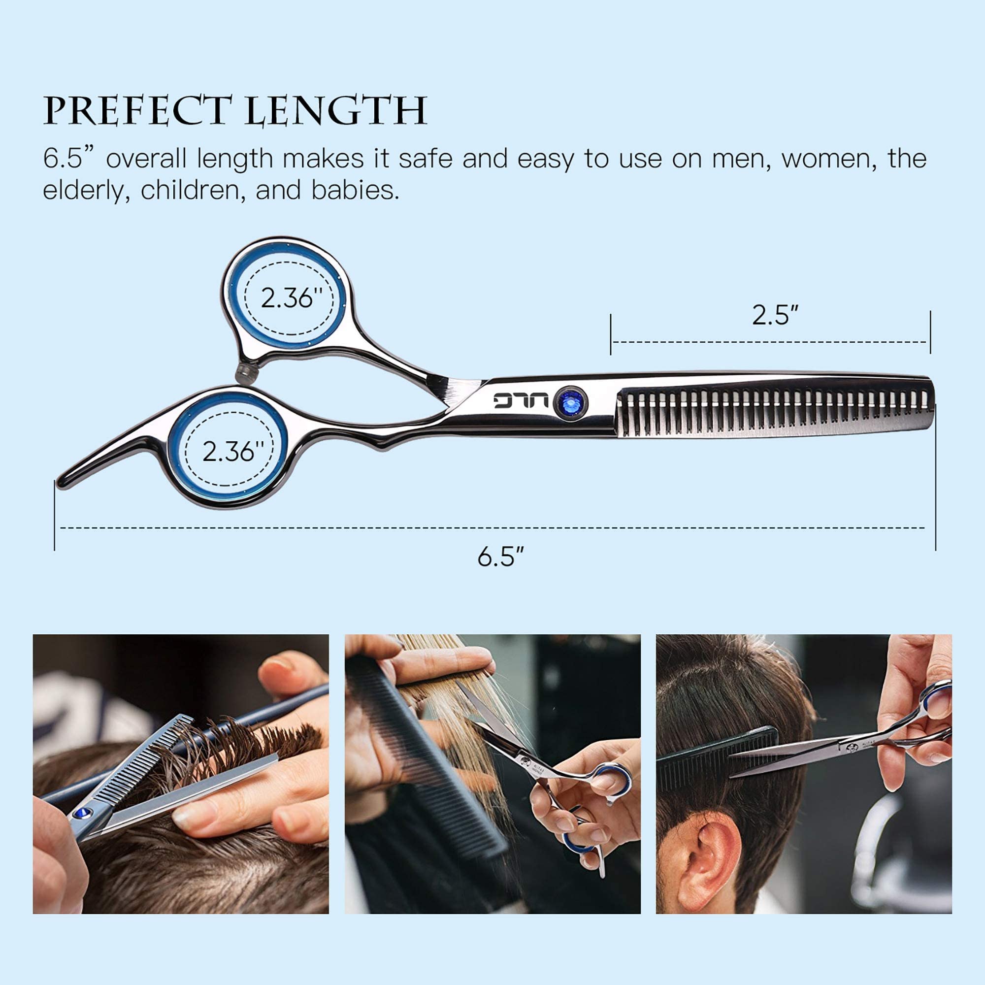 ULG thinning shears 30 teeth efficiently thin and layer hair for a natural look.