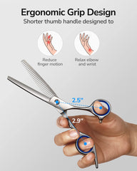 ULG thinning shears 6.5 inch design for comfortable long sessions.