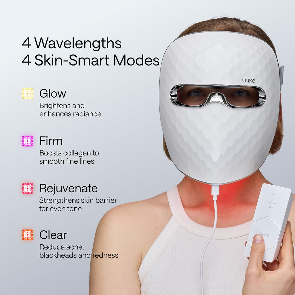 User applying Ulike ReGlow mask during a calm, short session