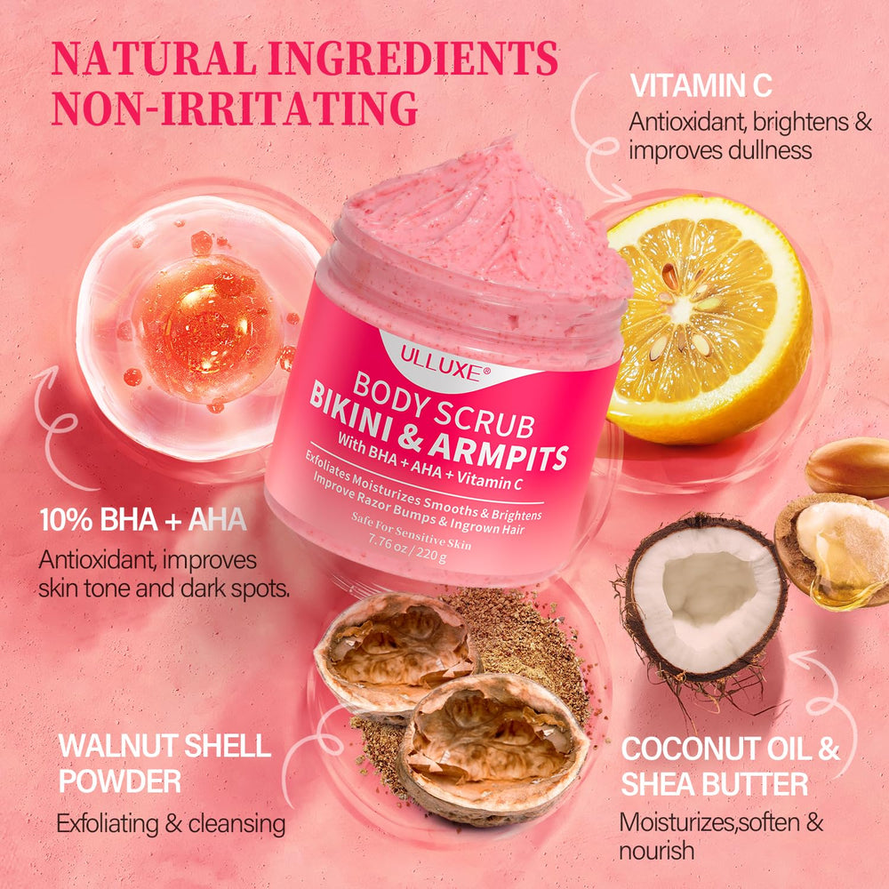 ulluxe exfoliante embalaje detalle etiqueta limpia.