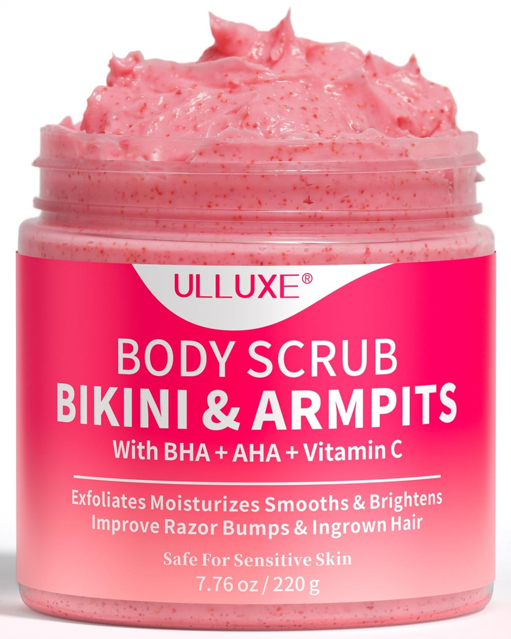 ulluxe exfoliante zona bikini bote: exfoliación suave para piel lisa y tono uniforme.