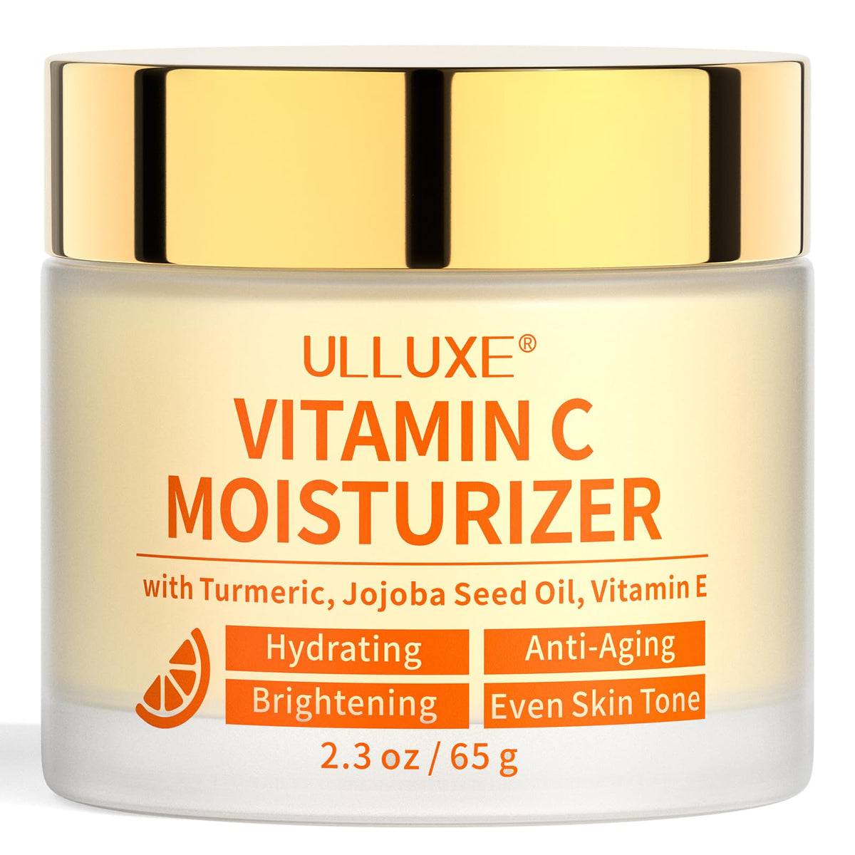 Ulluxe Vitamina C crema para rostro con radiancia y brillo suave.