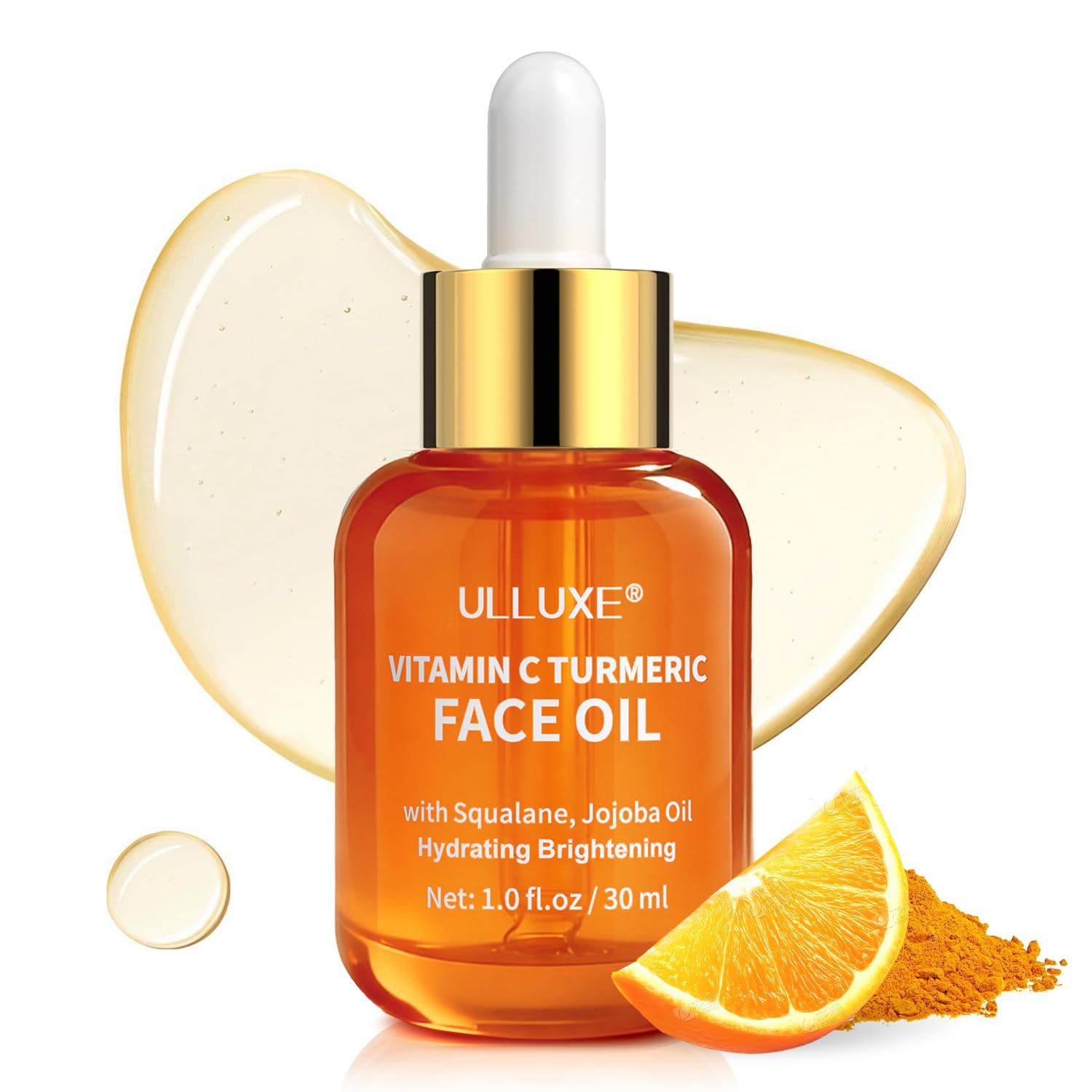 ulluxe Vitamina C y cúrcuma: bote de aceite facial para iluminar la piel.