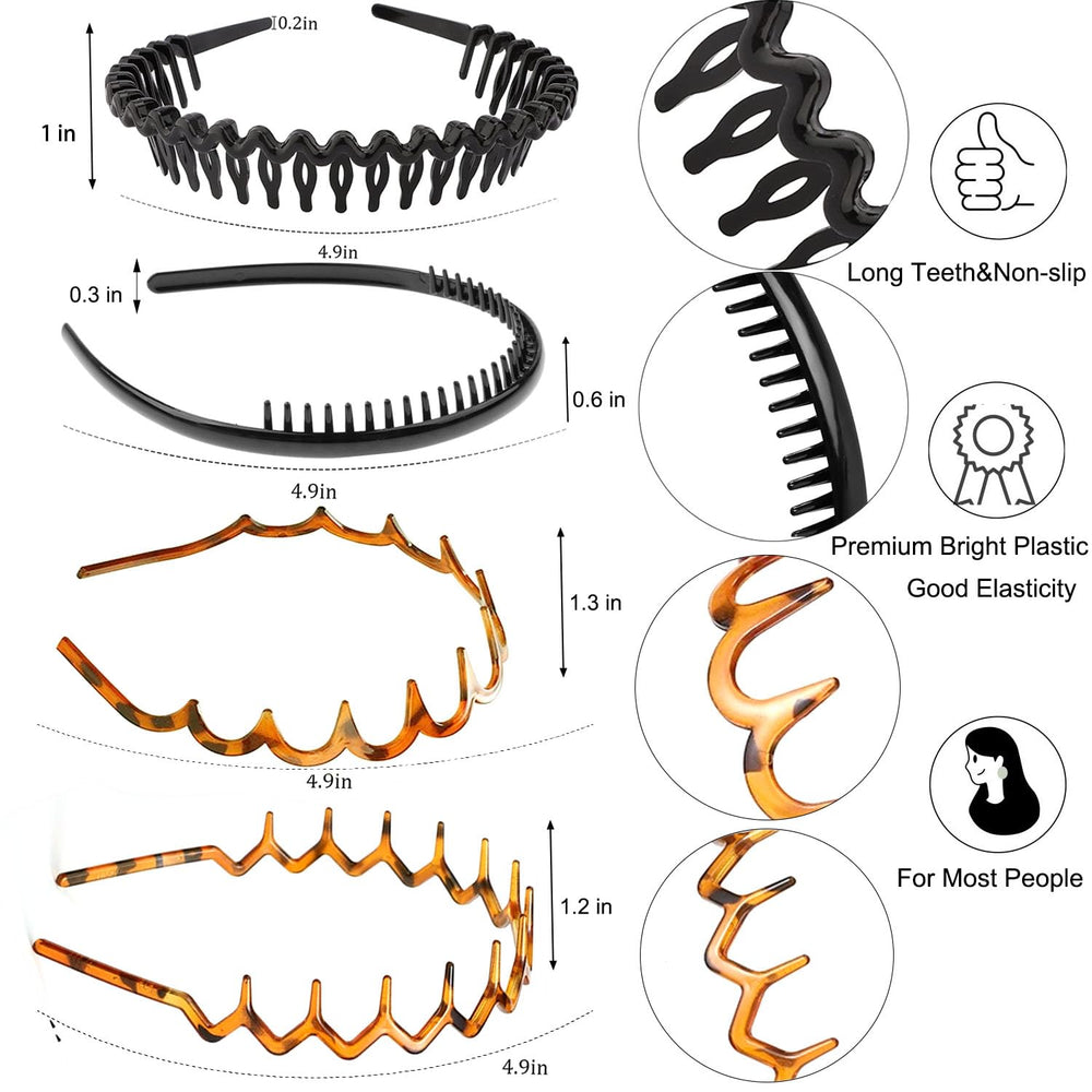 ULTIMUTE diadema plástica con dientes, estampado leopardo, estilo chic para peinados rápidos.